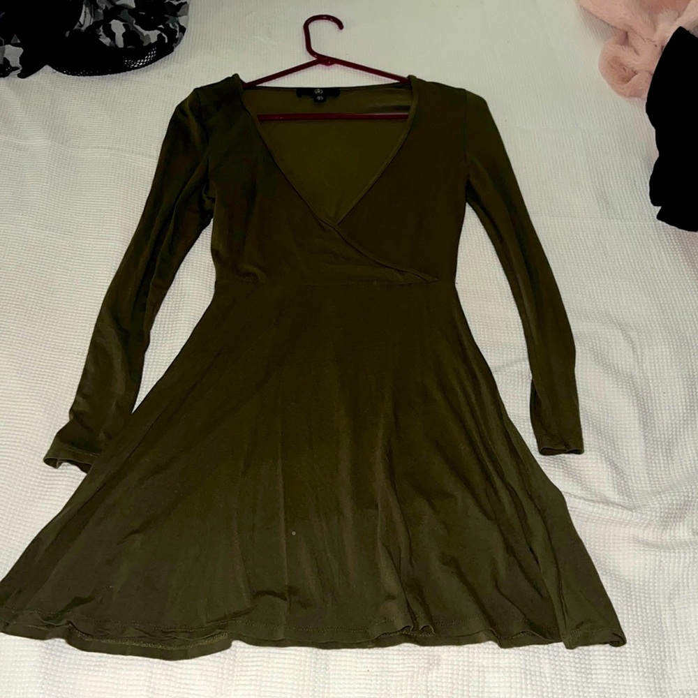 MISSGUIDED Olive Green Skater Dress